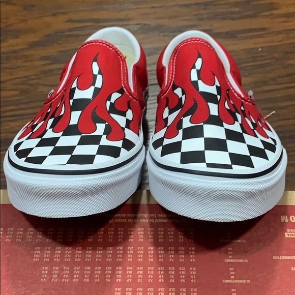 VANS CLASSIC SLIP-ON CHECKER FLAME Racing Red men’ - Picture 16 of 16